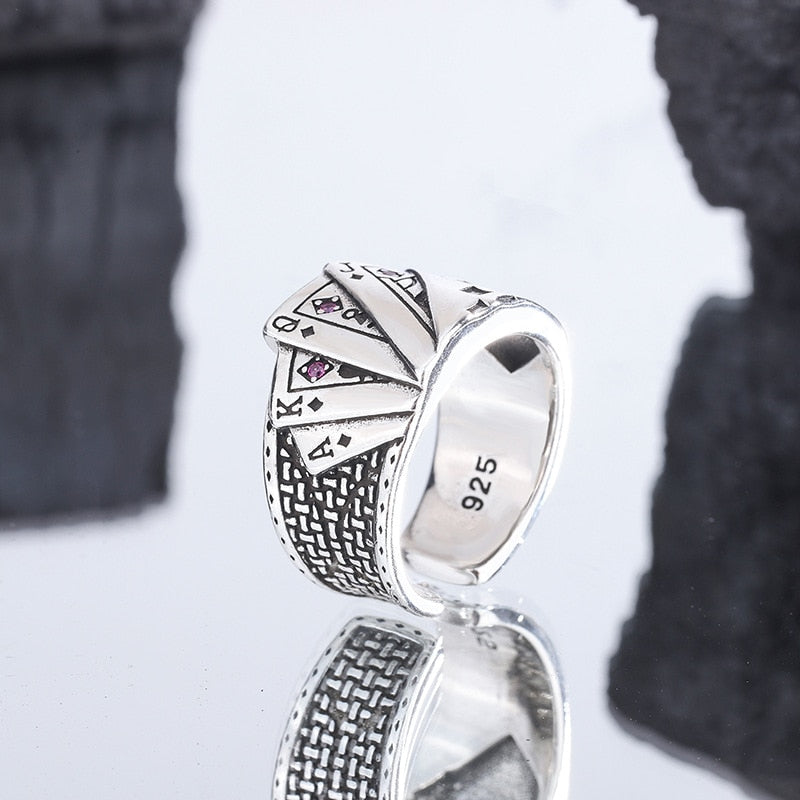 Gothic Unisex Poker Ring Woman Man Punk Jewelry Fashion Party Gifts Hip Hop Ring Accessories Vintage - Santo