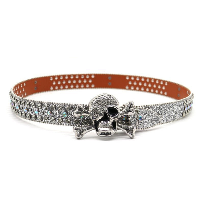 Belts Ladies Women Y2k Punk Cowboy Crystal Fashion Diamond Studded Belt Rhinestones Belt For Jean - Santo