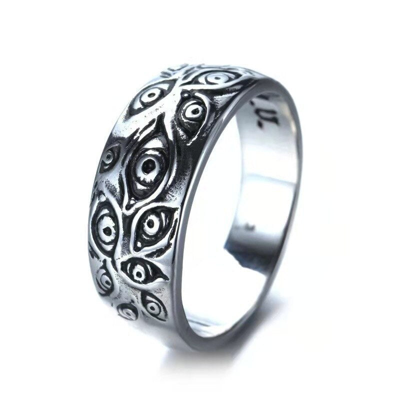 Vintage Unisex Dark Eye Of God Ring Fashion Party Gifts Woman Man Punk Jewelry Gothic Hip Hop Ring Accessories - Santo