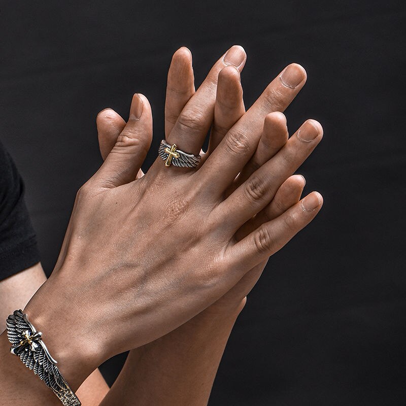 Gothic Unisex Cross Ring Woman Man Punk Jewelry Hip Hop Ring Accessories Vintage Fashion Party Gifts - Santo