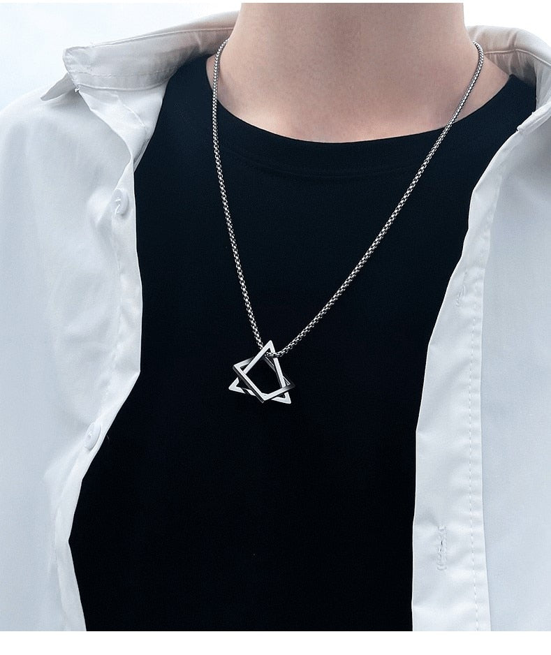 Gothic Unisex Geometry Combination Necklace Punk Necklaces Jewelry Woman Man Fashion Gift Hip Hop Vintage Accessories - Santo