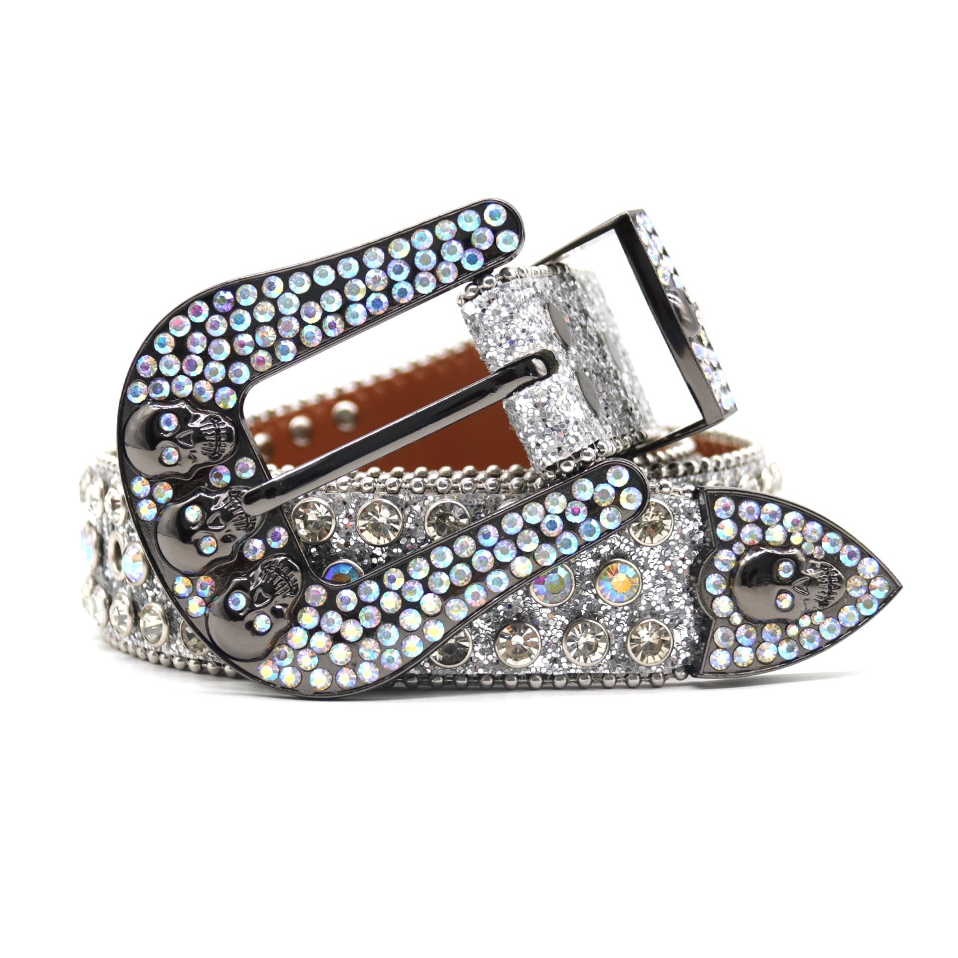 Rhinestones Belt For Jean Y2k Punk Cowboy Crystal Fashion Diamond Studded Belt Belts Ladies Women - Santo