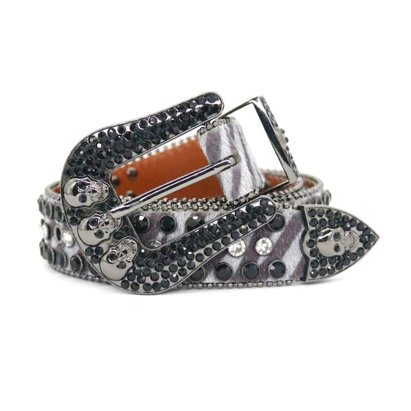 Y2k Punk Cowboy Crystal Fashion Diamond Studded Belt Belts Ladies Women Rhinestones Belt For Jean - Santo