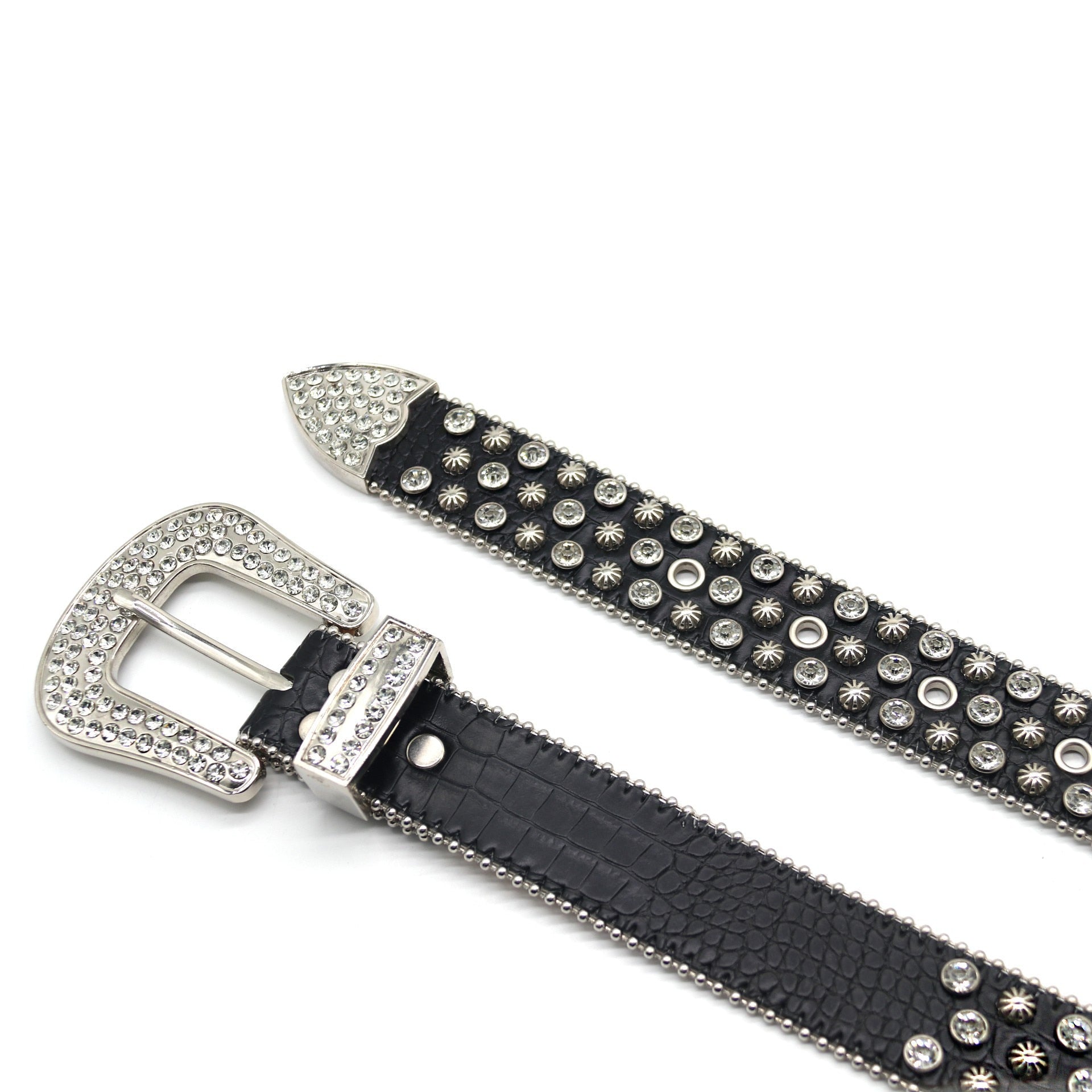 Y2k Punk Cowboy Crystal Fashion Diamond Studded Belt Rhinestones Belt For Jean Belts Ladies Women - Santo