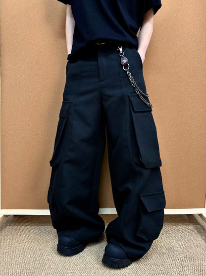 Unisex Multi-Pocket Wide Cargo Pants - Santo 