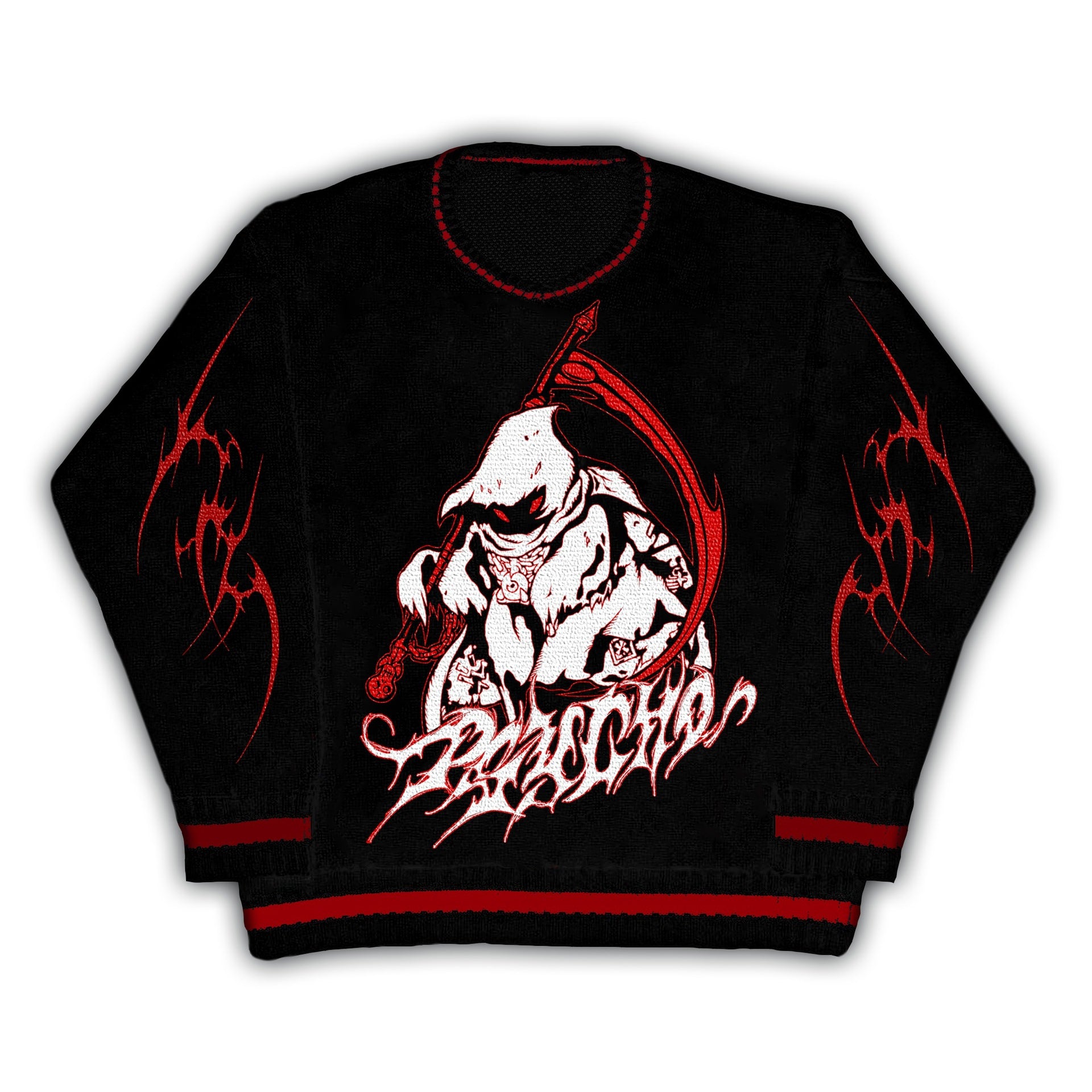 Psycho Reaper | Maglione grafico scuro in maglia