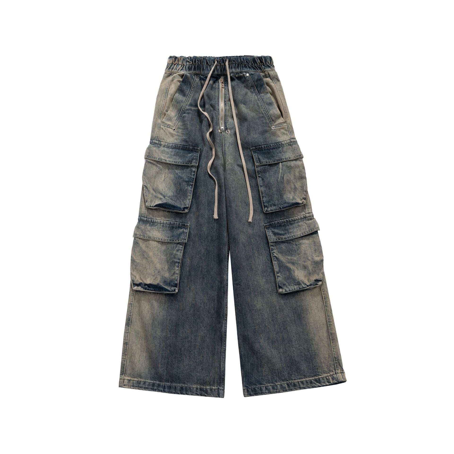 Wide Leg Multi-Pocket Straight | Loose Jeans
