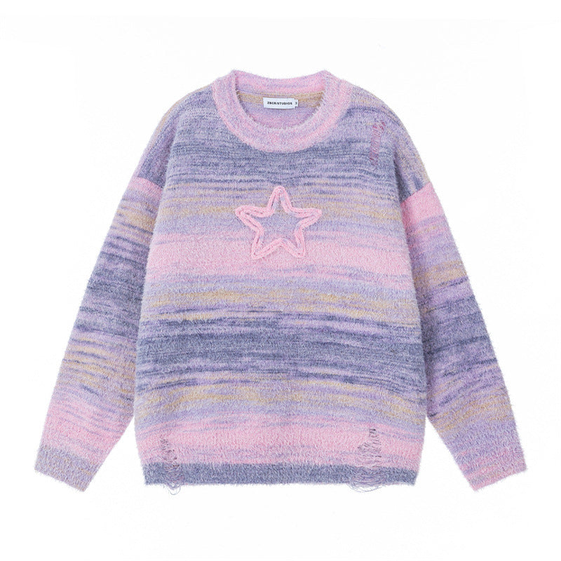 Vivid Hues | Gradient Knit Sweater with Star Detail