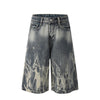 Bleached Denim | Distressed Wide-Leg Shorts