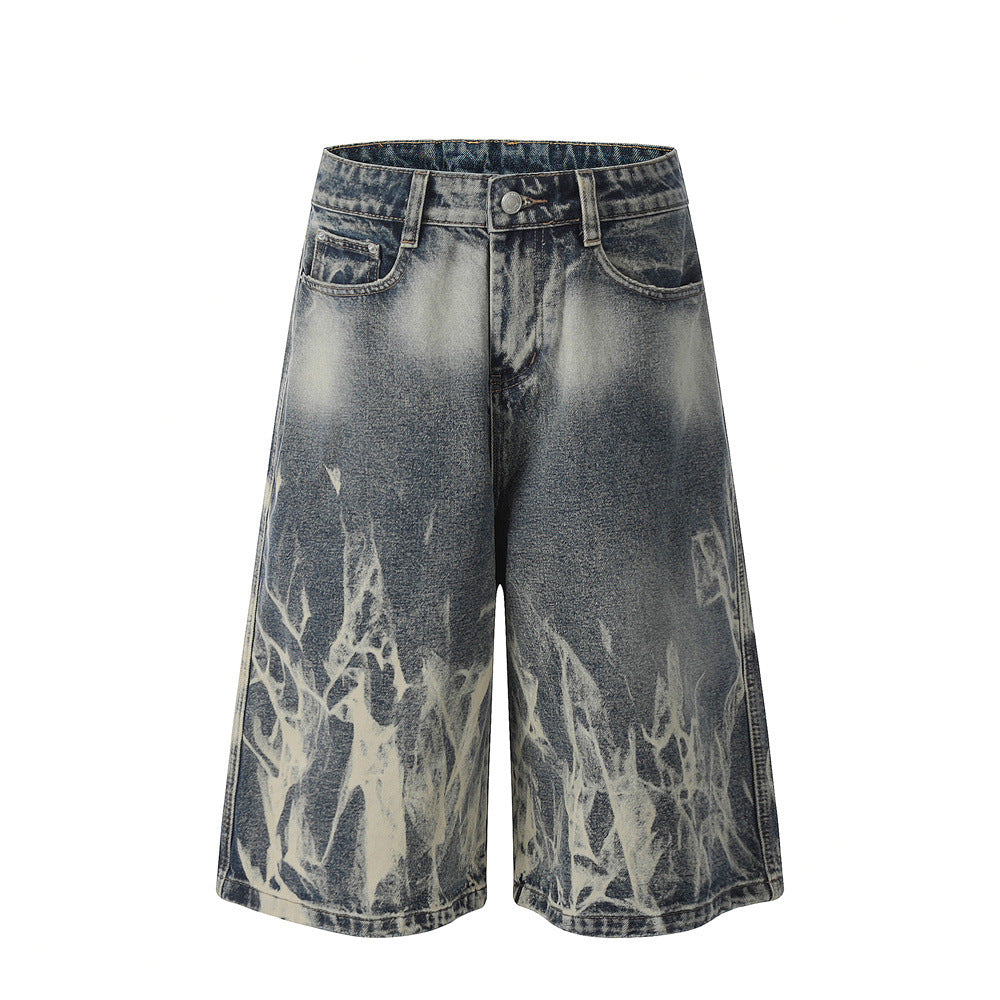 Bleached Denim | Distressed Wide-Leg Shorts