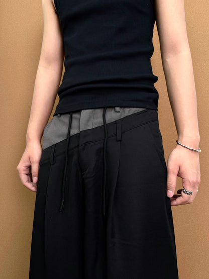 Men's Wide-Legged Black Trousers - Santo 