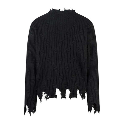 Knitted Distressed Diamond Pattern | Raw Edge Sweater