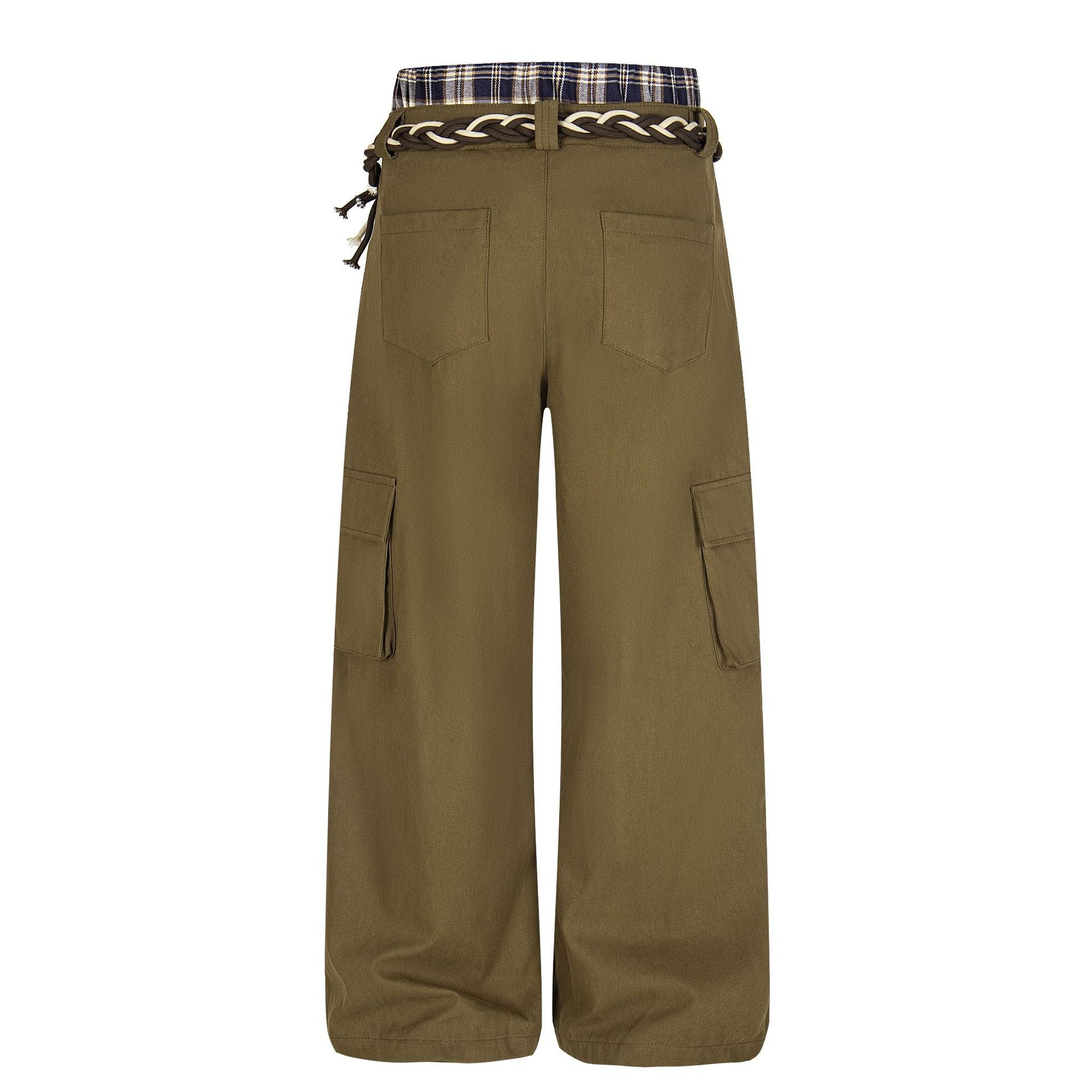 Plaid Waist Detail | Cargo Pants - Santo 