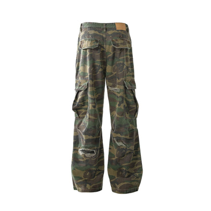 Ripped Camouflage Flared | Cargo Pants - Santo 