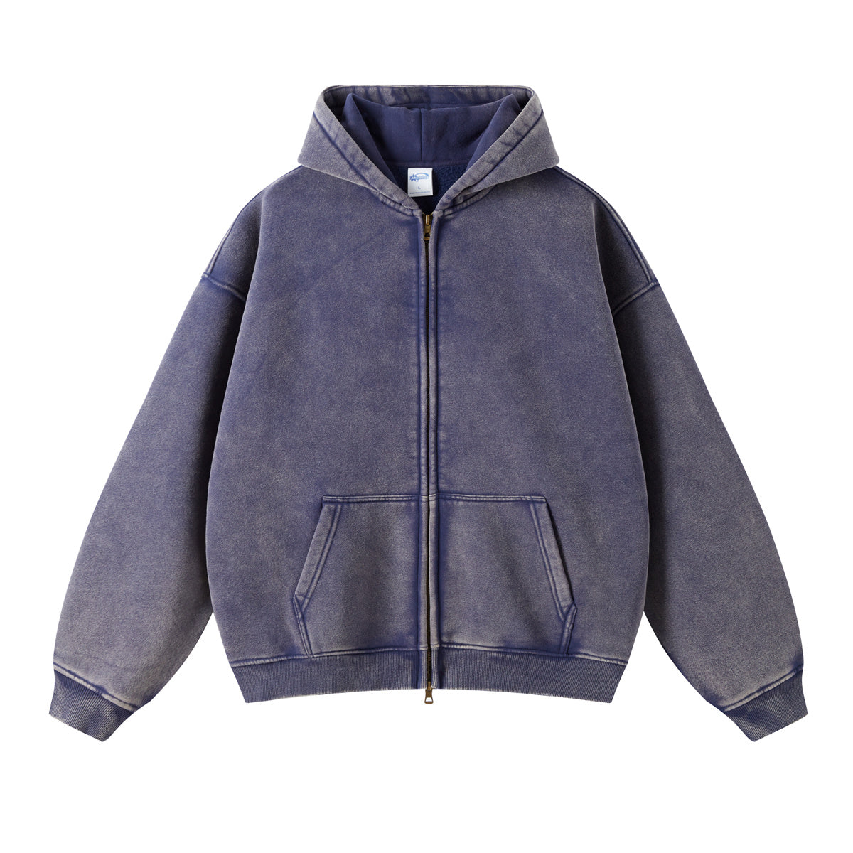 Retro Essence | Washed Oversized Zip-Up Hoodie