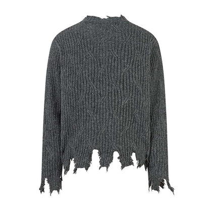 Knitted Distressed Diamond Pattern | Raw Edge Sweater