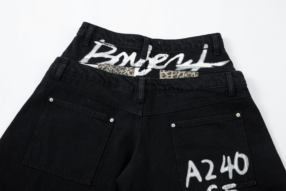 Leopard Graffiti | Patch Jeans Pants
