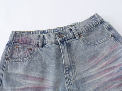 Pink Spray | Washed Denim Shorts - Santo 