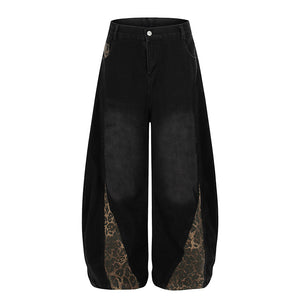 Wild Swerve | Leopard Inset Balloon Denim Pants