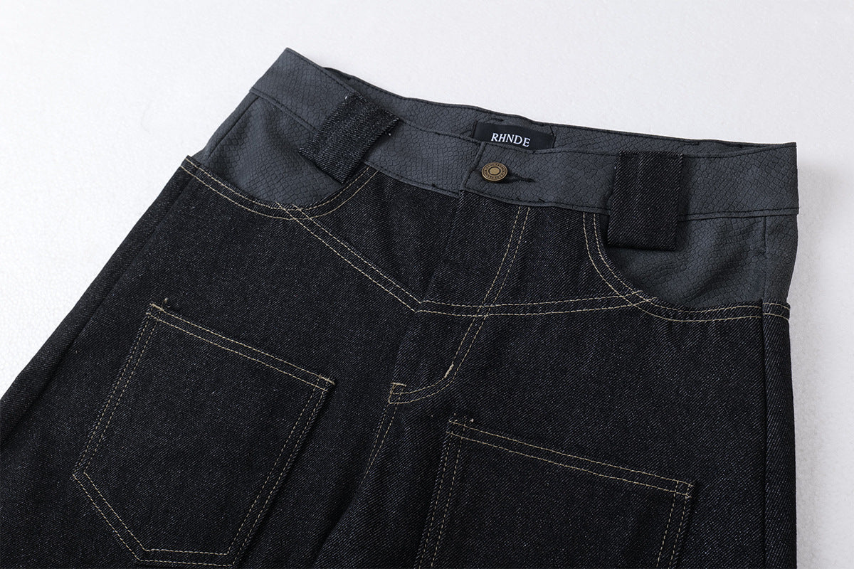 Baggy Barrel | Embroidery Wide Jeans