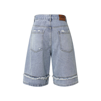 High Street | Washed Distressed Denim Shorts - Santo 