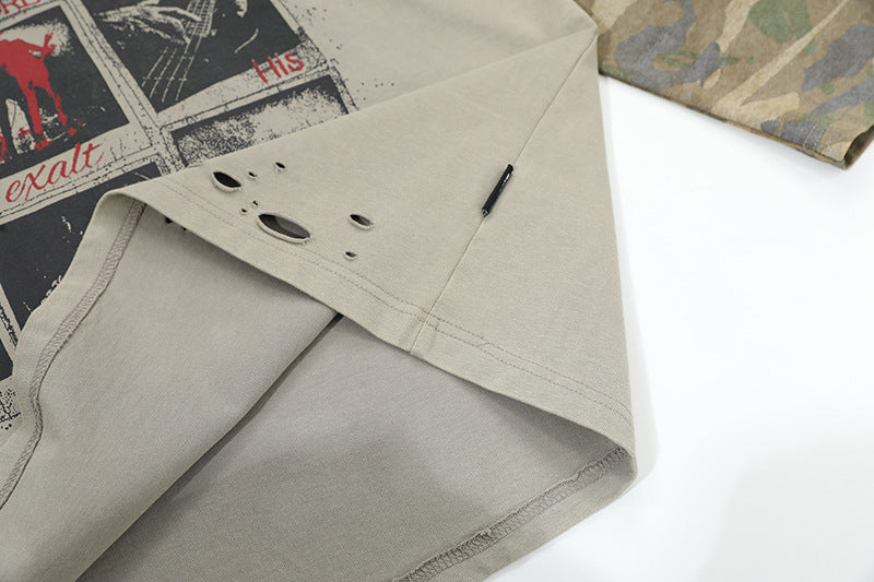 Distressed Camouflage | Two-Piece Graphic T-Shirt - Santo 