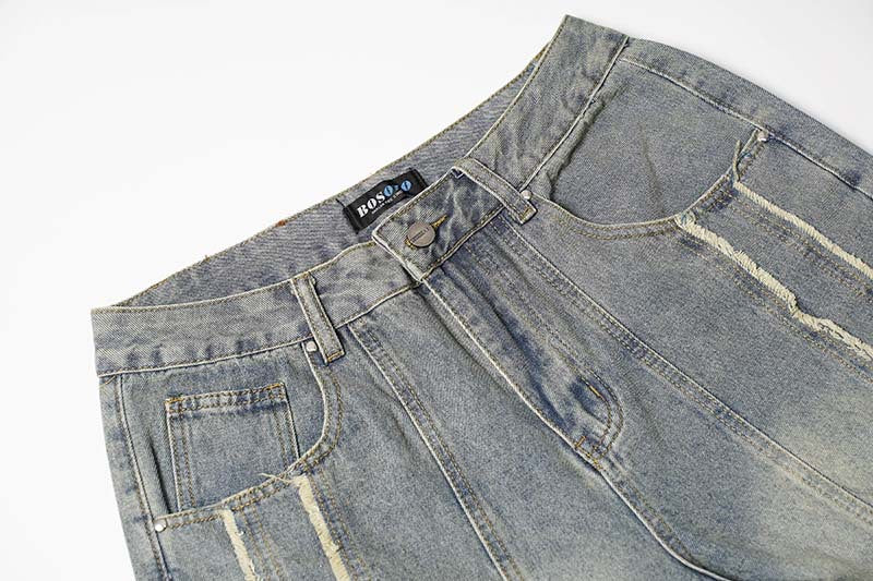 Washed Distressed Raw Edge | Baggy Jeans - Santo 