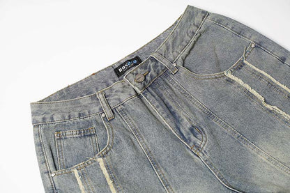 Washed Distressed Raw Edge | Baggy Jeans - Santo 