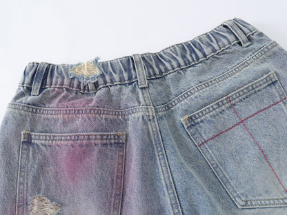 Pink Spray | Washed Denim Shorts - Santo 