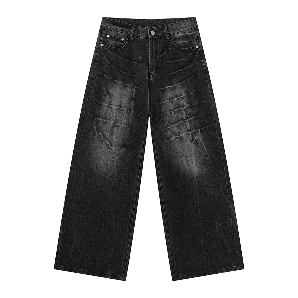 Cross Scratch | Wide Denim Jeans