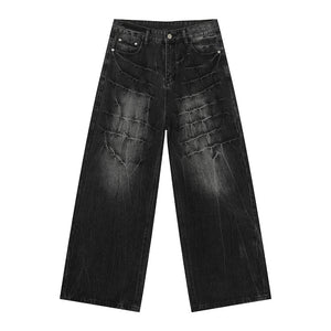 Cross Scratch | Wide Denim Jeans