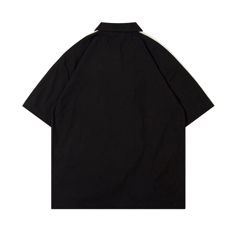 Colo Block | Oversized Zip-Up Polo T Shirt