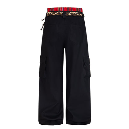 Plaid Waist Detail | Cargo Pants - Santo 