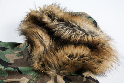Camouflage Fur Collar | Reversible Cotton Jacket