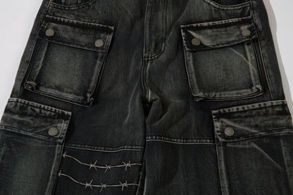 Barbed Wire Print | Baggy Jeans - Santo 
