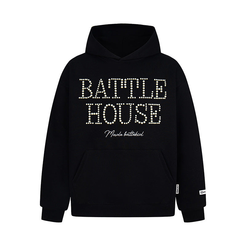 Battle House | Rhinestone Letter Pullover Hoodie