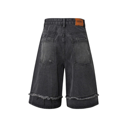 High Street | Washed Distressed Denim Shorts - Santo 