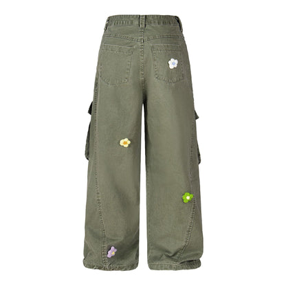 3D floral embroidery | Washed Cargo - Santo 