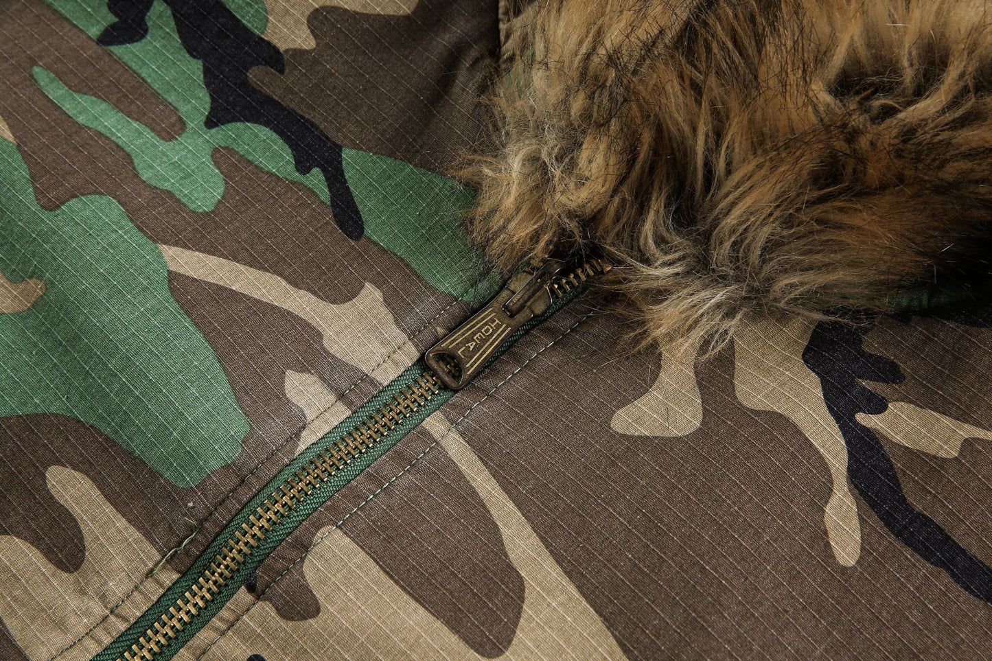 Camouflage Fur Collar | Reversible Cotton Jacket