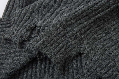 Knitted Distressed Diamond Pattern | Raw Edge Sweater