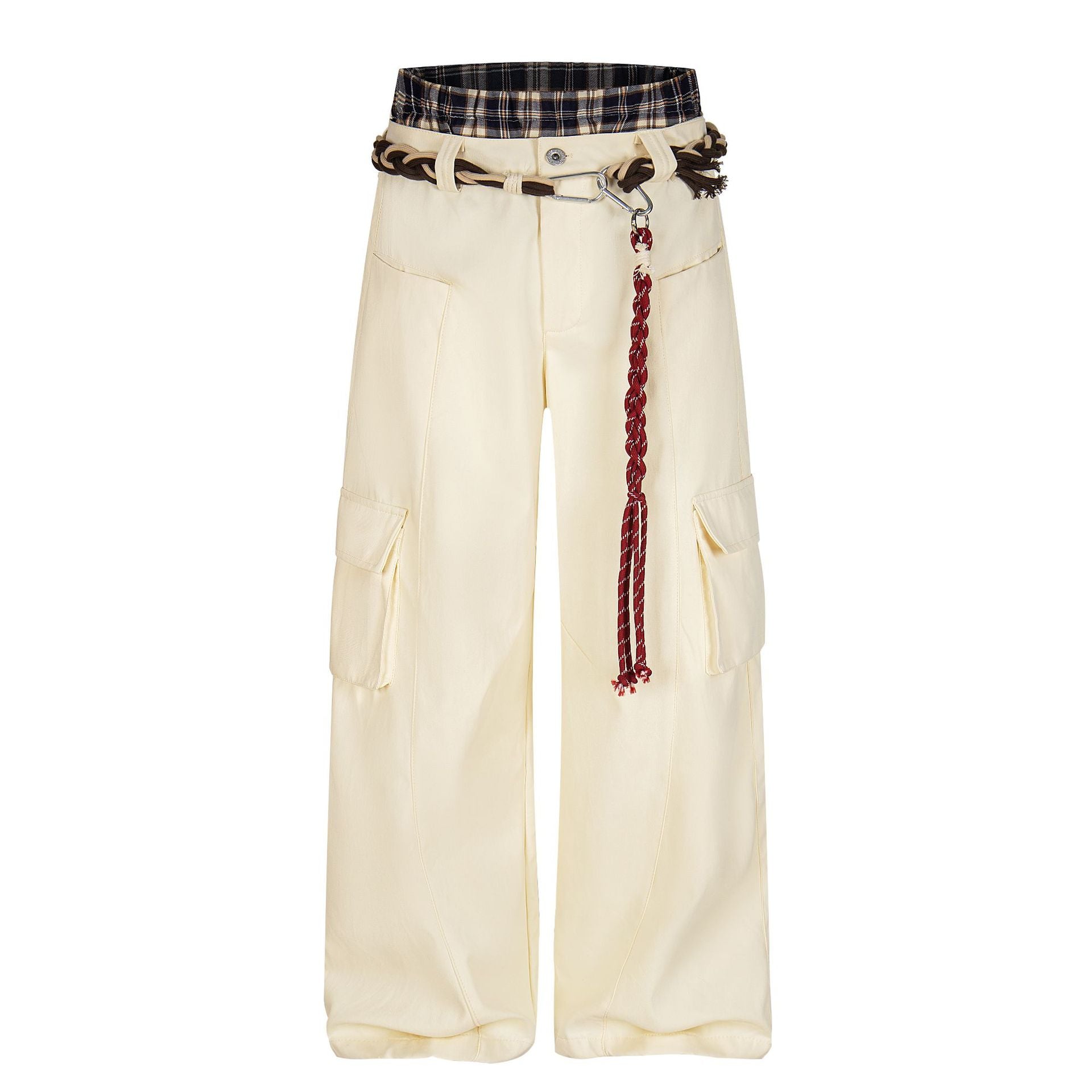 Plaid Waist Detail | Cargo Pants - Santo 