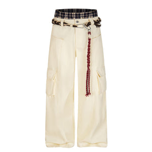 Plaid Waist Detail | Cargo Pants - Santo 