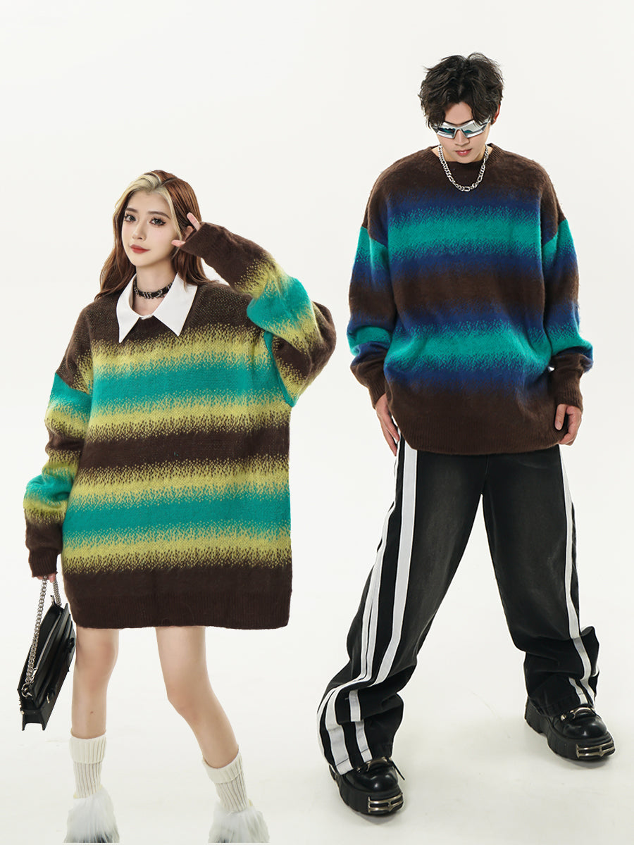 Cosmic Blaze | Gradient Striped Knit Pullover