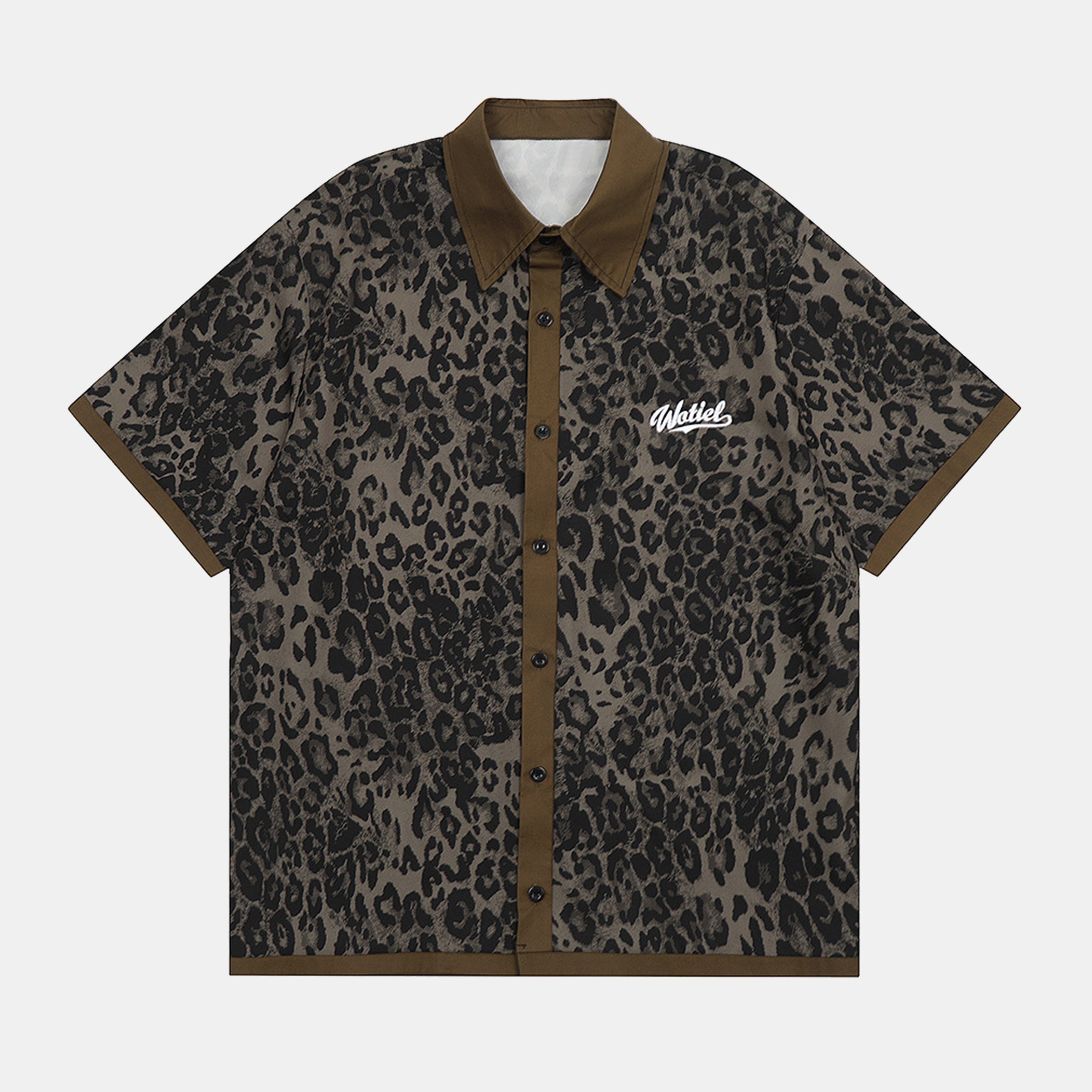 "Letters Embroidery Leopard Print" T Shirt - Santo 