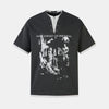 Men's Oversized Graphic Print T- Shirt | Split-Collar