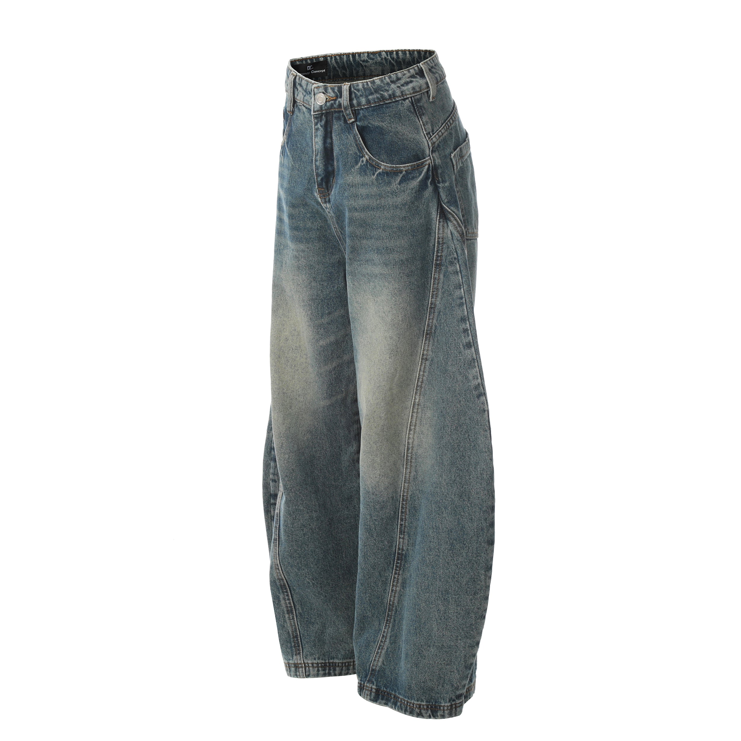 Men's Balloon-Leg Washed Denim Trousers