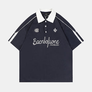 "Vintage Embroidery Patchwork" Polo T Shirt - Santo 