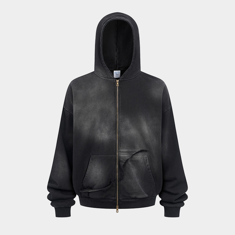 Washed Distressed | Zip-Up Hoodie - Santo 