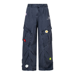 3D floral embroidery | Washed Cargo - Santo 