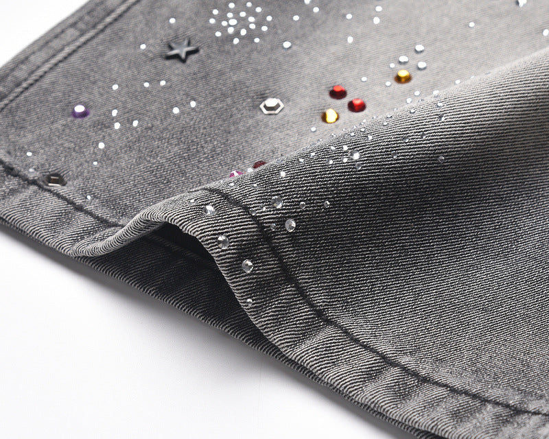 Starry Washed Rhinestone | Denim Shorts - Santo 